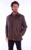 leatherwear mens chocolate 100% leather whip stitch jacket - Scully Leather - Flyclothing LLC