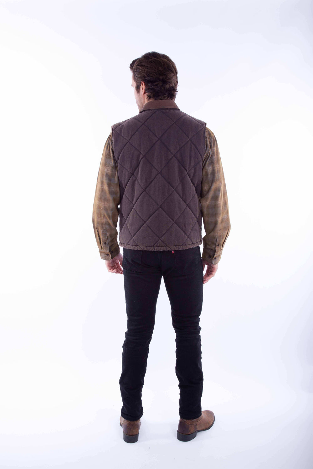 leatherwear mens brown 100% leather men's vest - Scully Leather - Flyclothing LLC