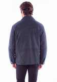 leatherwear mens navy 100% leather men's button up - Scully Leather - Flyclothing LLC