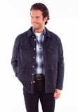 leatherwear mens navy 100% leather men's button up - Scully Leather - Flyclothing LLC