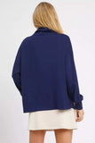 Umgee Turtle Neck Dolman Sleeve Side Slit Sweater with Contrast Detail - Trendsi - Flyclothing LLC
