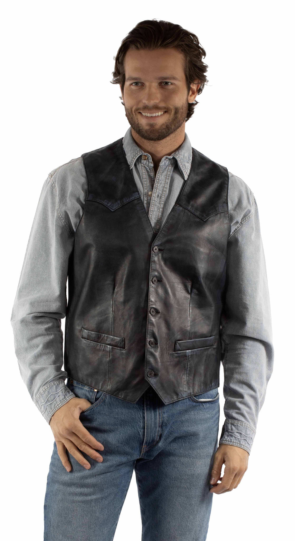 Scully leather Navy Men's vest 2061 - Scully Leather - Flyclothing LLC