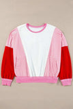 Striped Color Block Round Neck Long Sleeve Sweatshirt - Trendsi - Flyclothing LLC
