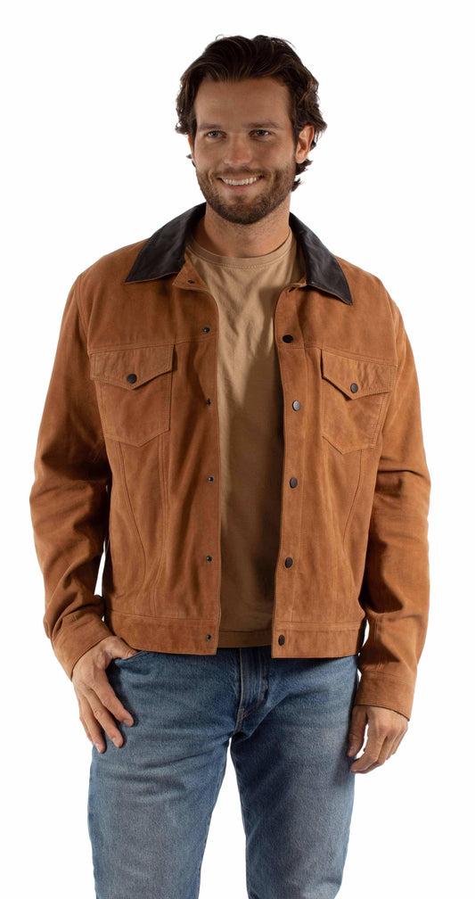 leatherwear mens cinnamon 100% leather men's snap front jacket - Scully Leather - Flyclothing LLC