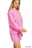 Zenana Ribbed Round Neck Pullover and Shorts Set - Trendsi - Flyclothing LLC