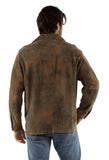Leatherwear mens 100% leather Brown Men's button up jacket - Scully Leather - Flyclothing LLC