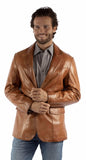 leatherwear mens antique cognac 100% leather mens blazer - Scully Leather - Flyclothing LLC