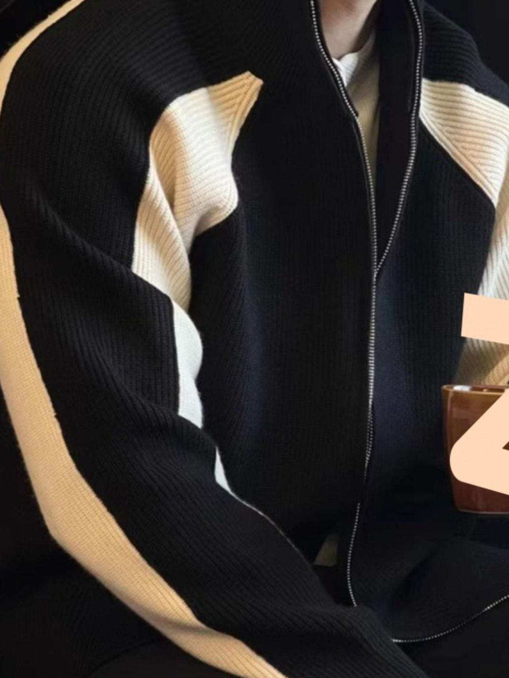 Men's Plus Size Zip Up Long Sleeve Cardigan - Trendsi - Flyclothing LLC