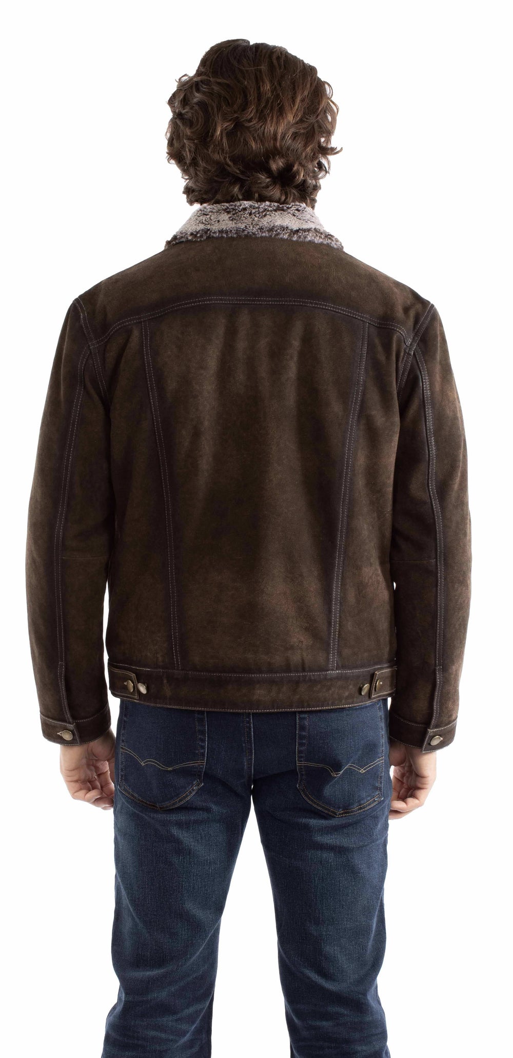 leatherwear mens chocolate 100% leather jean jacket - Scully Leather - Flyclothing LLC