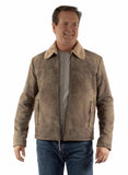 leatherwear mens light grey 100% leather zip front jacket - Scully Leather - Flyclothing LLC