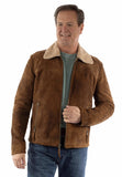 leatherwear mens brown 100% leather zip front jacket - Scully Leather - Flyclothing LLC