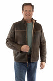 leatherwear mens brown lamb suede 100% leather zip front jacket - Scully Leather - Flyclothing LLC