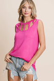 BiBi Cutout Round Neck Sleeveless Top - Trendsi - Flyclothing LLC