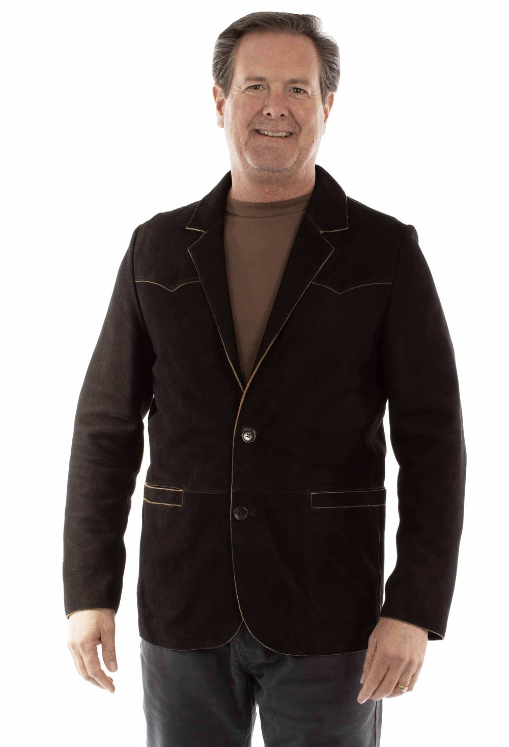 leatherwear mens black lamb suede 100% leather blazer - Scully Leather - Flyclothing LLC