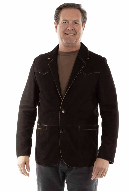 leatherwear mens black lamb suede 100% leather blazer - Scully Leather - Flyclothing LLC