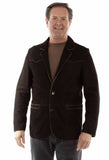 leatherwear mens black lamb suede 100% leather blazer - Scully Leather - Flyclothing LLC
