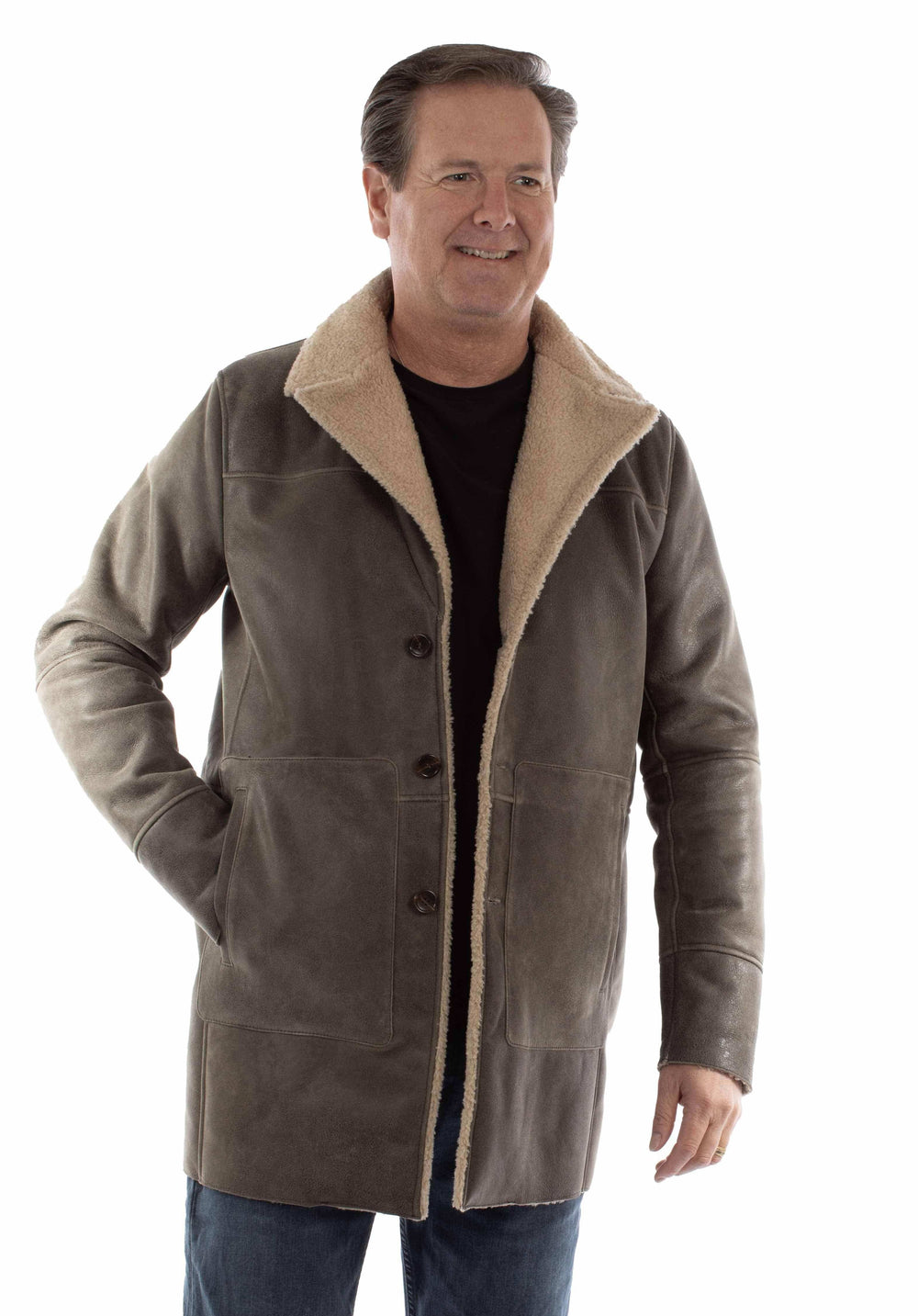 leatherwear mens light grey 100% leather men's jacket - Scully Leather - Flyclothing LLC
