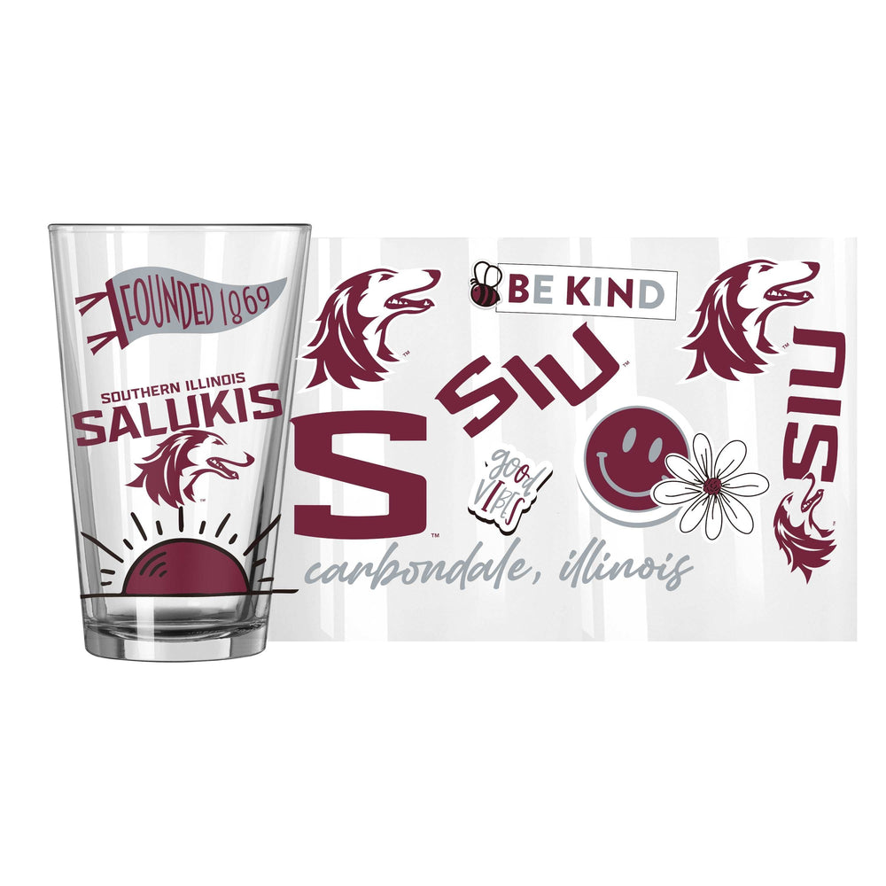 Souther Illinois 16oz Native Pint Glass - Logo Brands - Flyclothing LLC