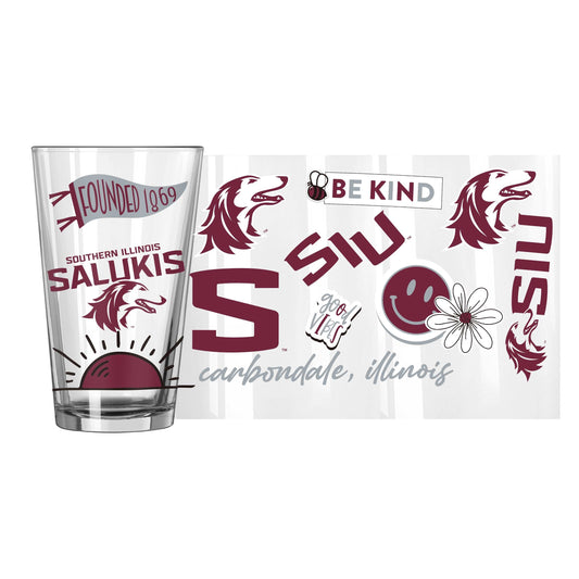Souther Illinois 16oz Native Pint Glass - Logo Brands - Flyclothing LLC