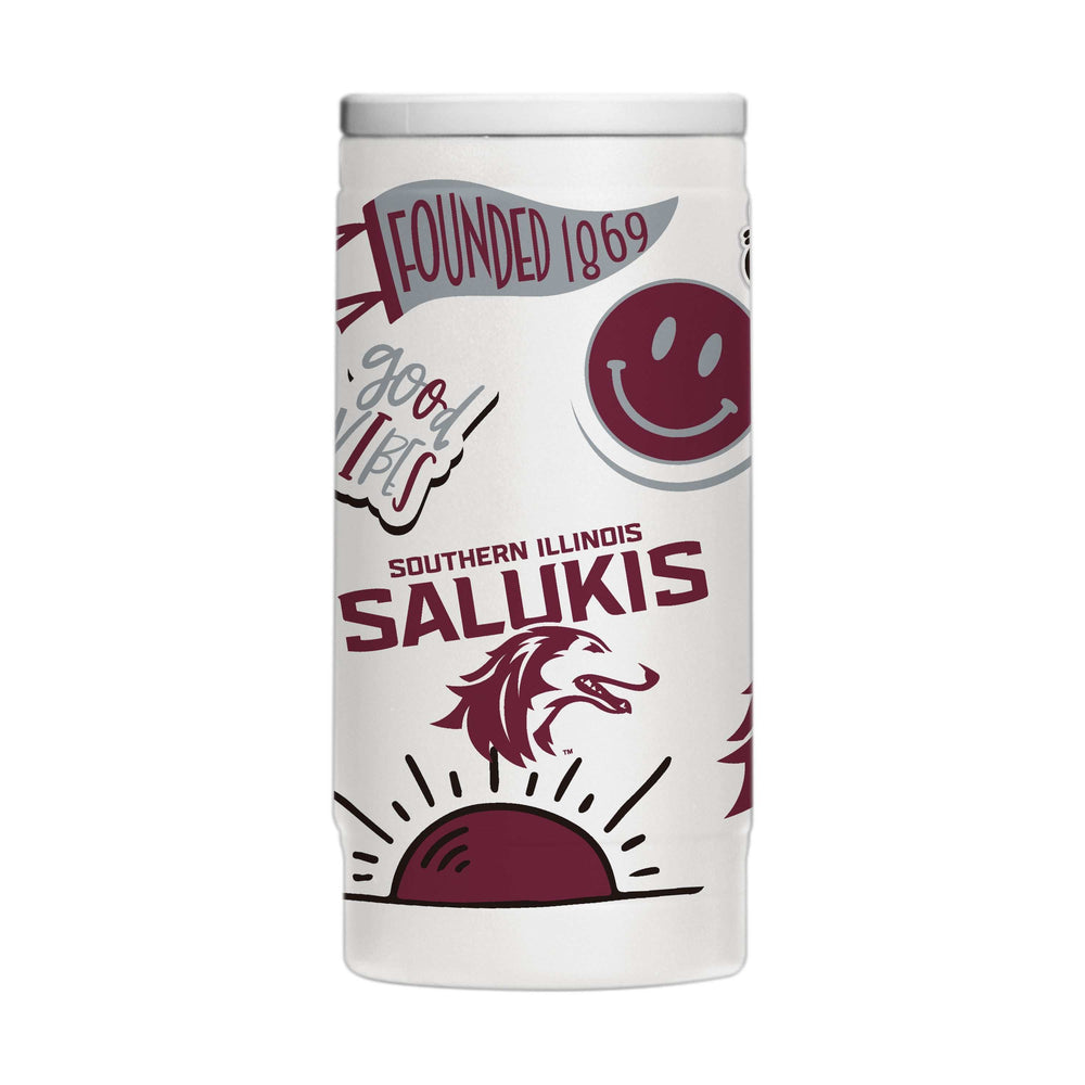 Souther Illinois 12oz Native Powdercoat SlimCan Coolie - Logo Brands - Flyclothing LLC