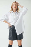 Aemi + Co High-Low Collared Neck Drop Shoulder Shirt - Trendsi - Flyclothing LLC