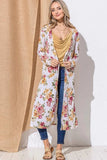 And The Why Floral Kimono Open Front Longline Cardigan - Trendsi - Flyclothing LLC
