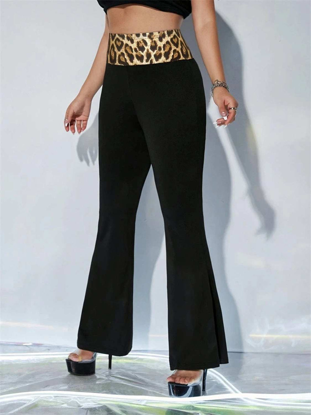 Leopard High Waist Flare Pants - Trendsi - Flyclothing LLC
