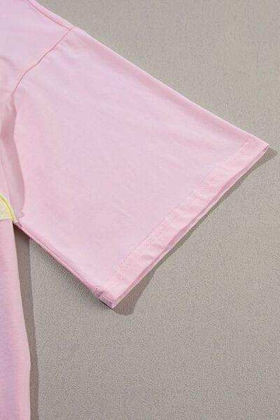 Color Block Star Patched Oversized T-Shirt - Trendsi - Flyclothing LLC