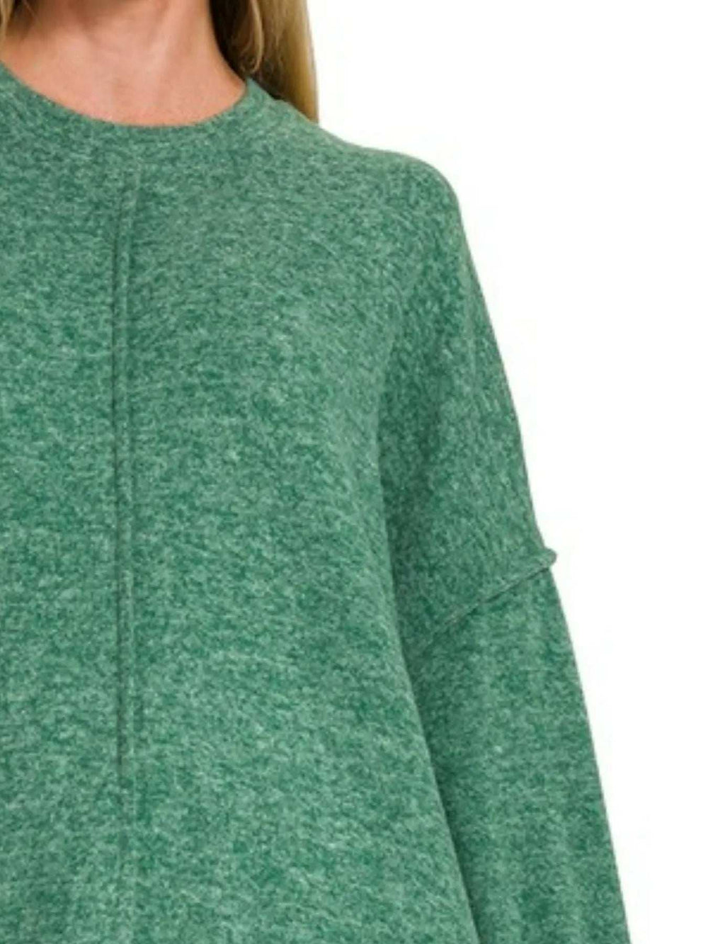 Zenana Brushed Melange Hacci Oversized Sweater - Trendsi - Flyclothing LLC