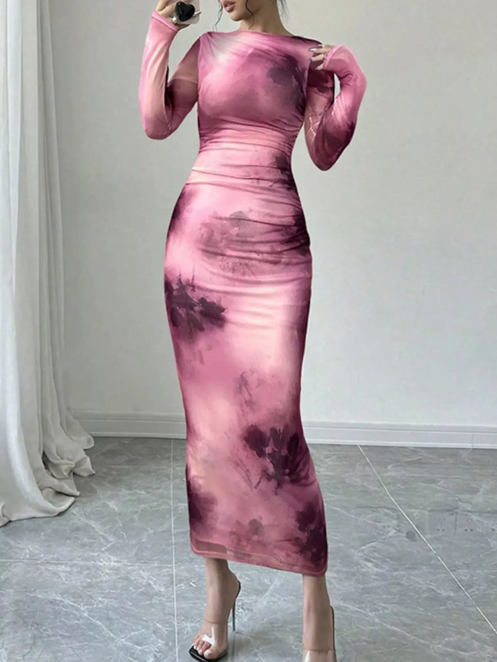 Tie-Dye Bodycon Maxi Dress - Trendsi - Flyclothing LLC