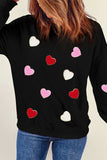 Valentine's Day Contrast Heart Long Sleeve Sweatshirt - Trendsi - Flyclothing LLC