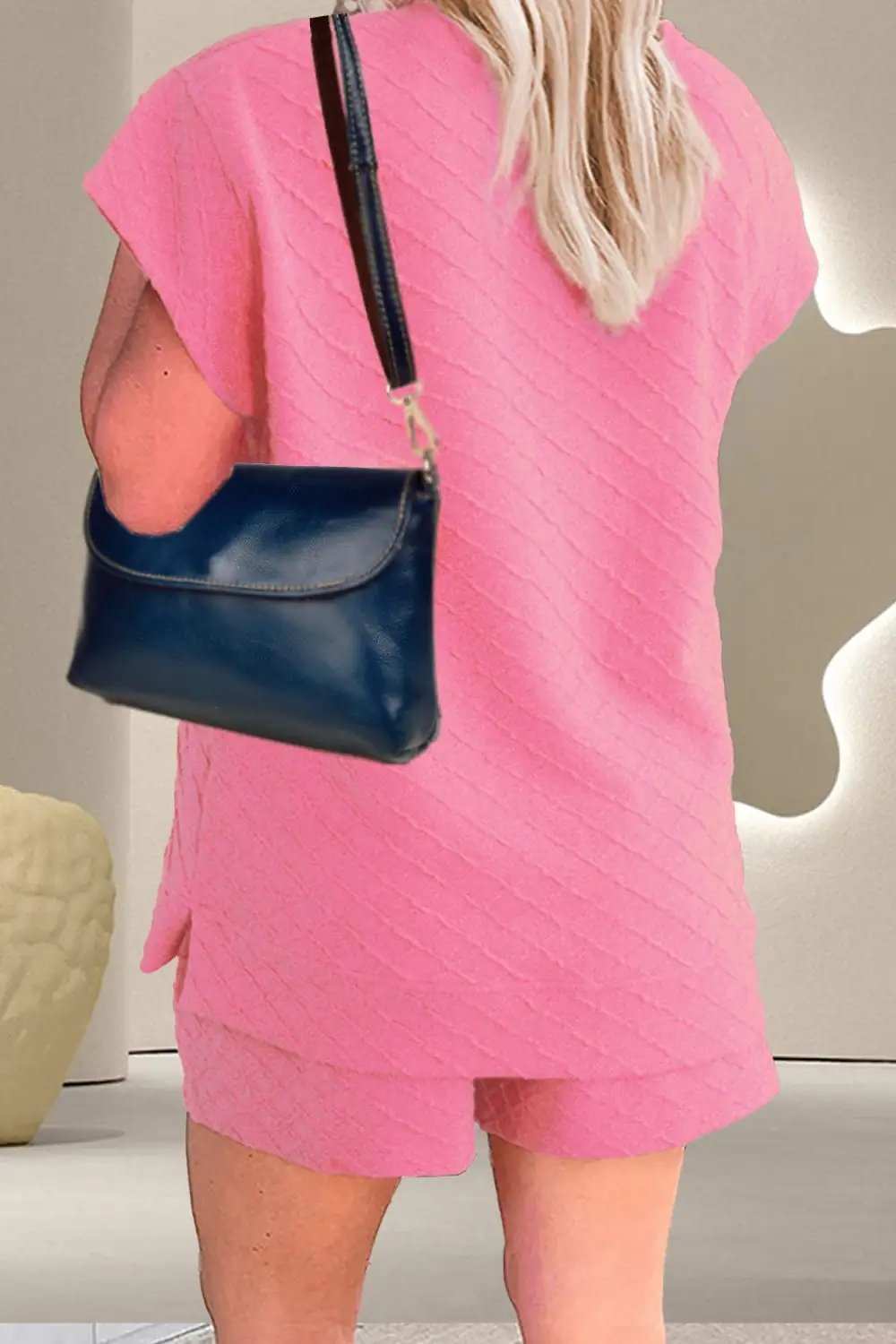 Round Neck Short Sleeve Top and Drawstring Shorts Set - Trendsi - Flyclothing LLC