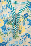 Floral Striped Trim Puff Short Sleeve Dress - Trendsi - Flyclothing LLC