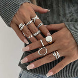 10-Piece Alloy Geometric Ring - Trendsi - Flyclothing LLC
