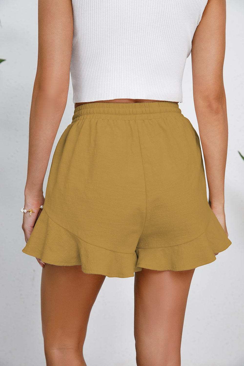 Full Size Drawstring Ruffle Hem Shorts - Trendsi - Flyclothing LLC