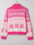 Christmas Snowflake Quarter Zip Collard Sweater - Trendsi - Flyclothing LLC