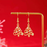 18K Gold-Plated Rhinestone Christmas Tree Dangle Earrings - Trendsi - Flyclothing LLC