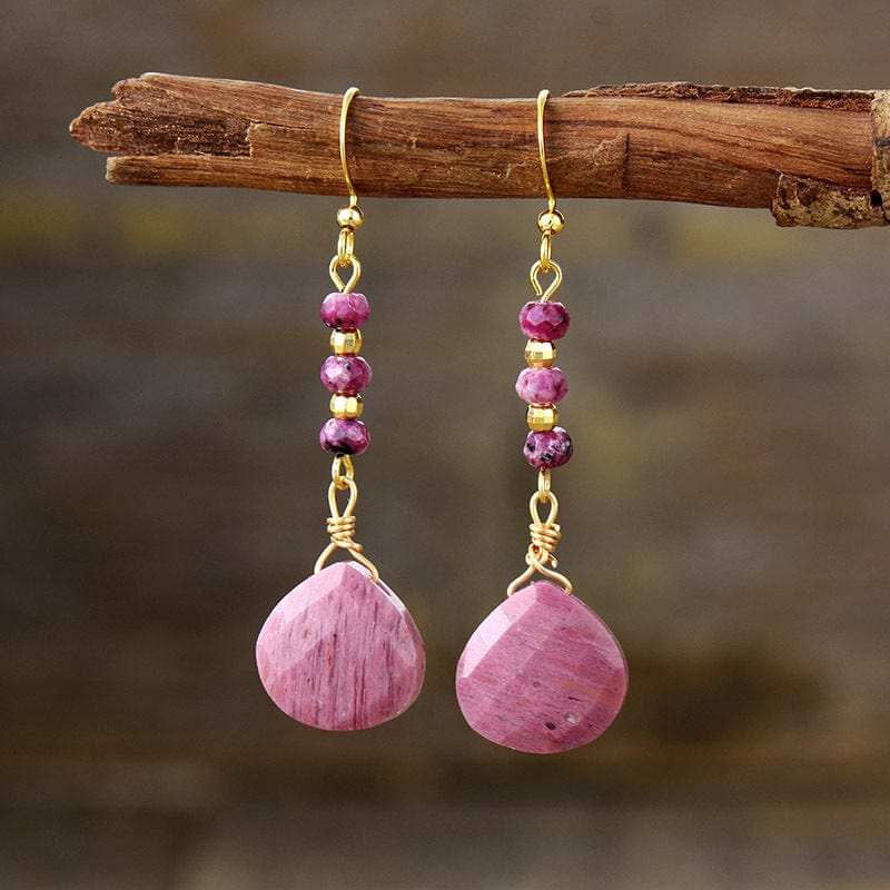 Natural Stone Bead Shape Earrings - Trendsi - Flyclothing LLC
