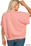 Zenana Full Size Scuba High Neck Half Zip Short Sleeve Top Plus Size - Trendsi - Flyclothing LLC