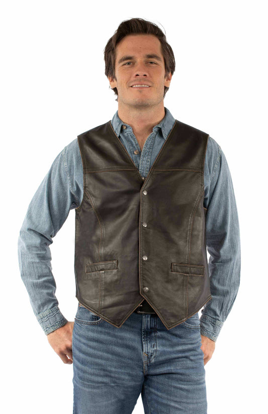Scully Leather 100% Leather Brown Men's Vest - Scully Leather - Flyclothing LLC