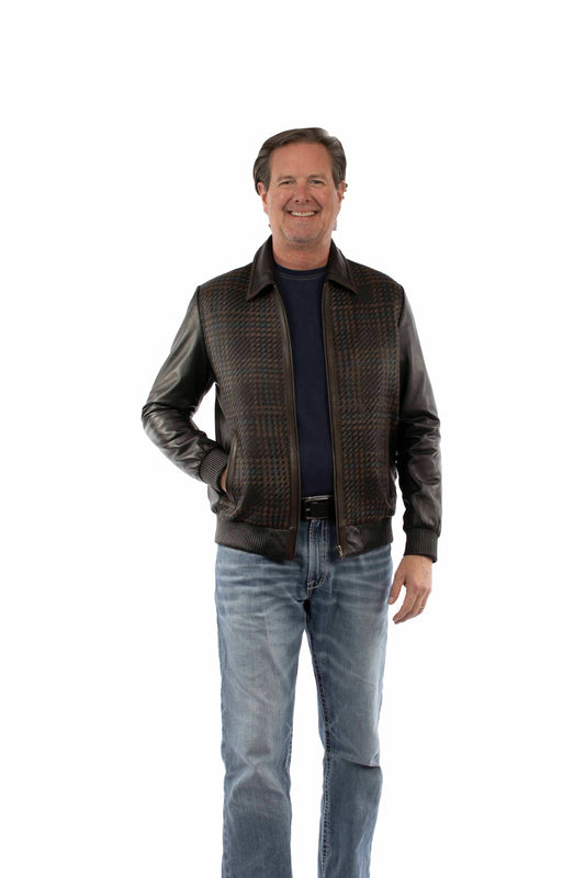 Scully Leather 100% Leather Black Leather Weaved Men's Jacket - Scully Leather - Flyclothing LLC