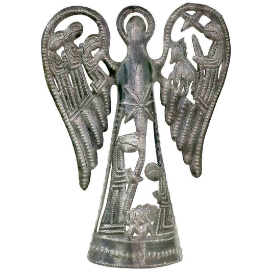 Metal Angel with Nativity Scene (12 inch) - Tree Topper - Croix des Bouquets - Croix des Bouquets - Flyclothing LLC