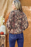 And The Why Choker Neck Dolman Sleeve Snake Print Top - Trendsi - Flyclothing LLC