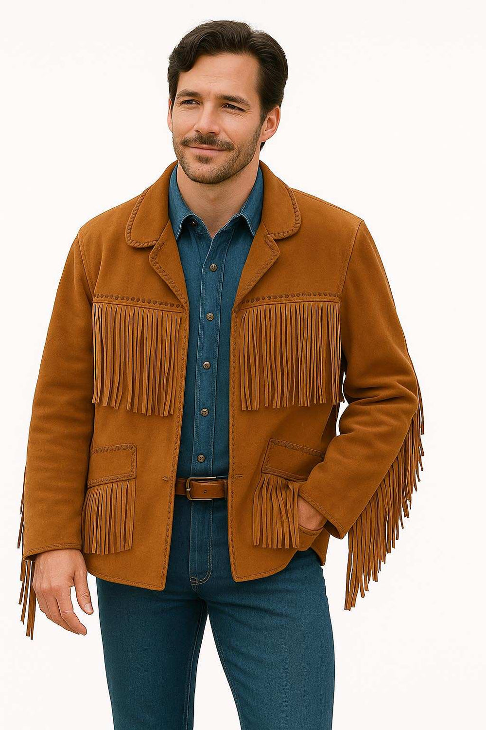 Scully Leather 100% Leather Bourbon Boar Fringe Suede Men's Laced Jacket - Scully Leather - Flyclothing LLC