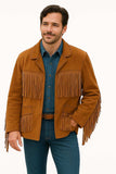 Scully Leather 100% Leather Bourbon Boar Fringe Suede Men's Laced Jacket - Scully Leather - Flyclothing LLC