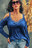 Lace Detail Cold Shoulder Long Sleeve T-Shirt - Trendsi - Flyclothing LLC