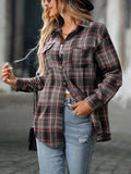 Oversized Plaid Button-Up Shirt - Trendsi - Flyclothing LLC