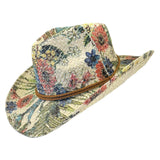 Rockmount Ranch Ware Floral Print Straw Western Cowgirl Hat with Chin Cord - Rockmount Clothing - Flyclothing LLC