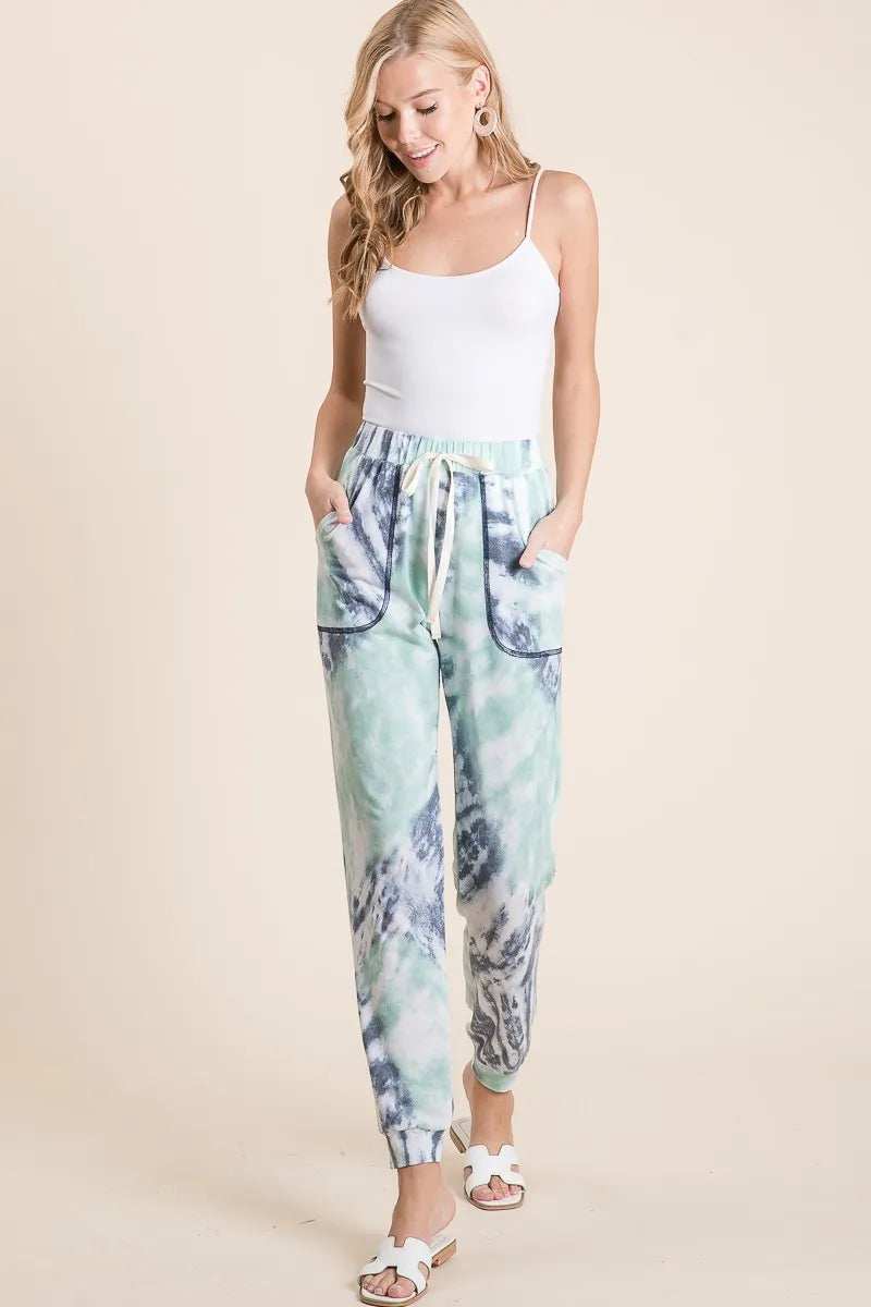BiBi Tie Dye French Terry Casual Sweat Pants - Trendsi - Flyclothing LLC