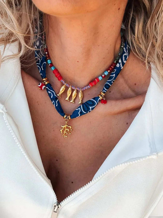 2-Piece Coral and Fish Pendant Necklace - Trendsi - Flyclothing LLC